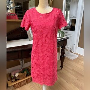 Calvin Klein Coral Sheath Dress with Flutter Sleeves